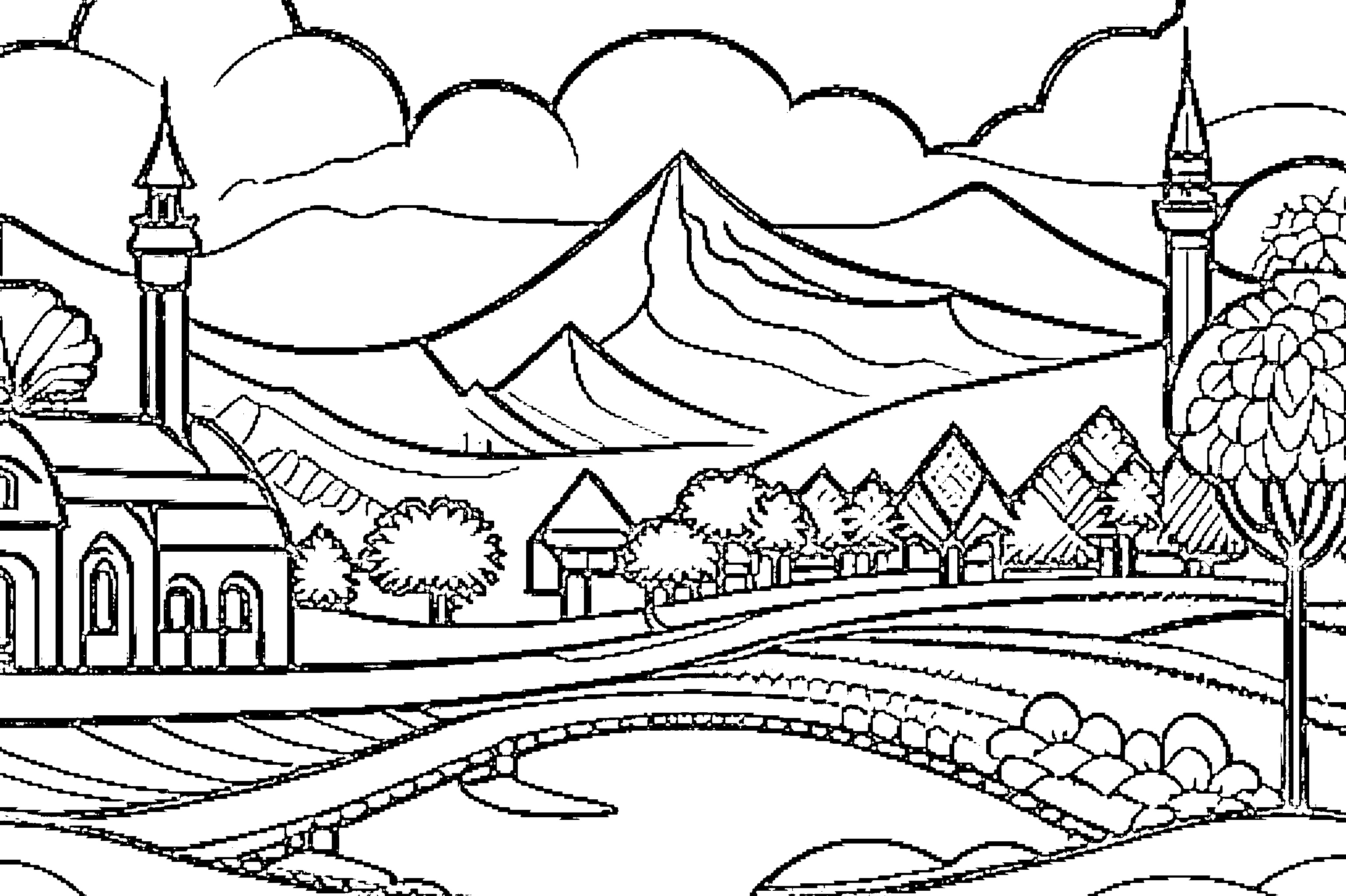 gambar pemandangan alam dan masjid
